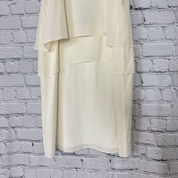 NWT Tibi Ivory Silk Halter Tiered Mini Dress Womens 4 Sleeveless Open Back Party - Picture 5 of 13